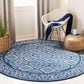 Safavieh Tulum Traditional 6"7" Round Ivory and Navy Area Rug, , large