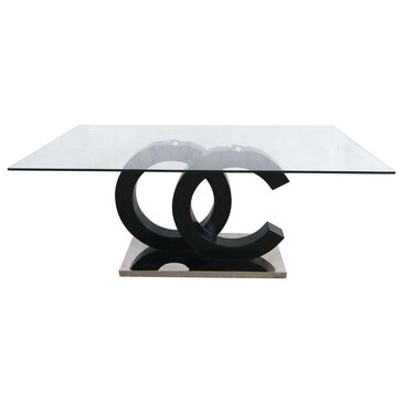 Global Furniture USA Dining Table in Matte Black & Stainless Steel, , large