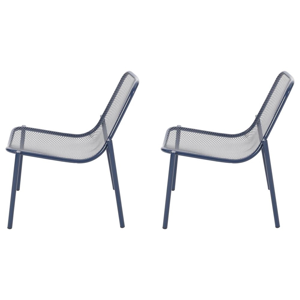 Hearth and Haven Kincaid Outdoor Stackable Mesh Chair in Navy (Set of 2), , large