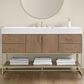37B Mauri 60" Single Bathroom Vanity with Metal Base in Walnut Drift with High-Profile 4" White Composite Stone Top, , large