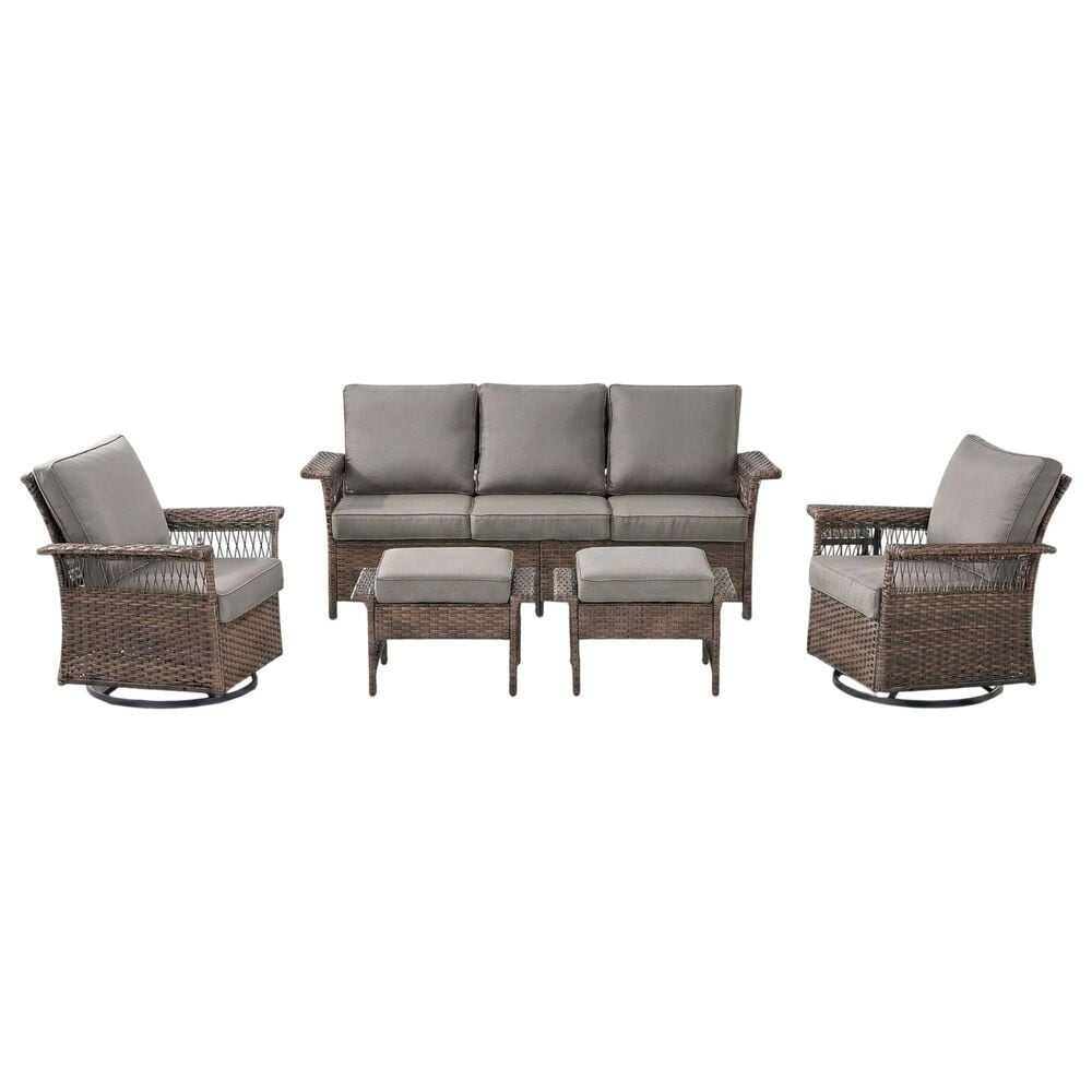Sunwell Garden 5-Piece Patio Conversation Set with Swivel Chairs in Gray, , large