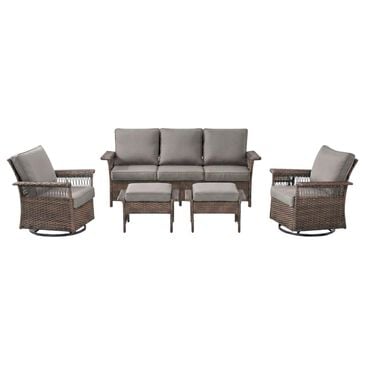 Sunwell Garden 5-Piece Patio Conversation Set with Swivel Chairs in Gray, , large