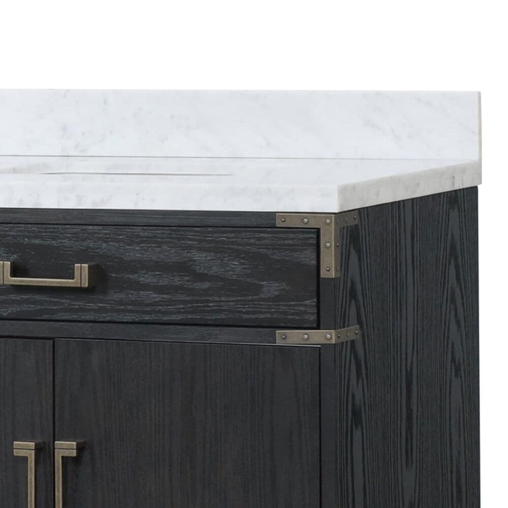 Lexora Home Laurel 84&quot; Double Bathroom Vanity in Black Oak with White Carrara Marble Top and Rectangular Sinks, , large