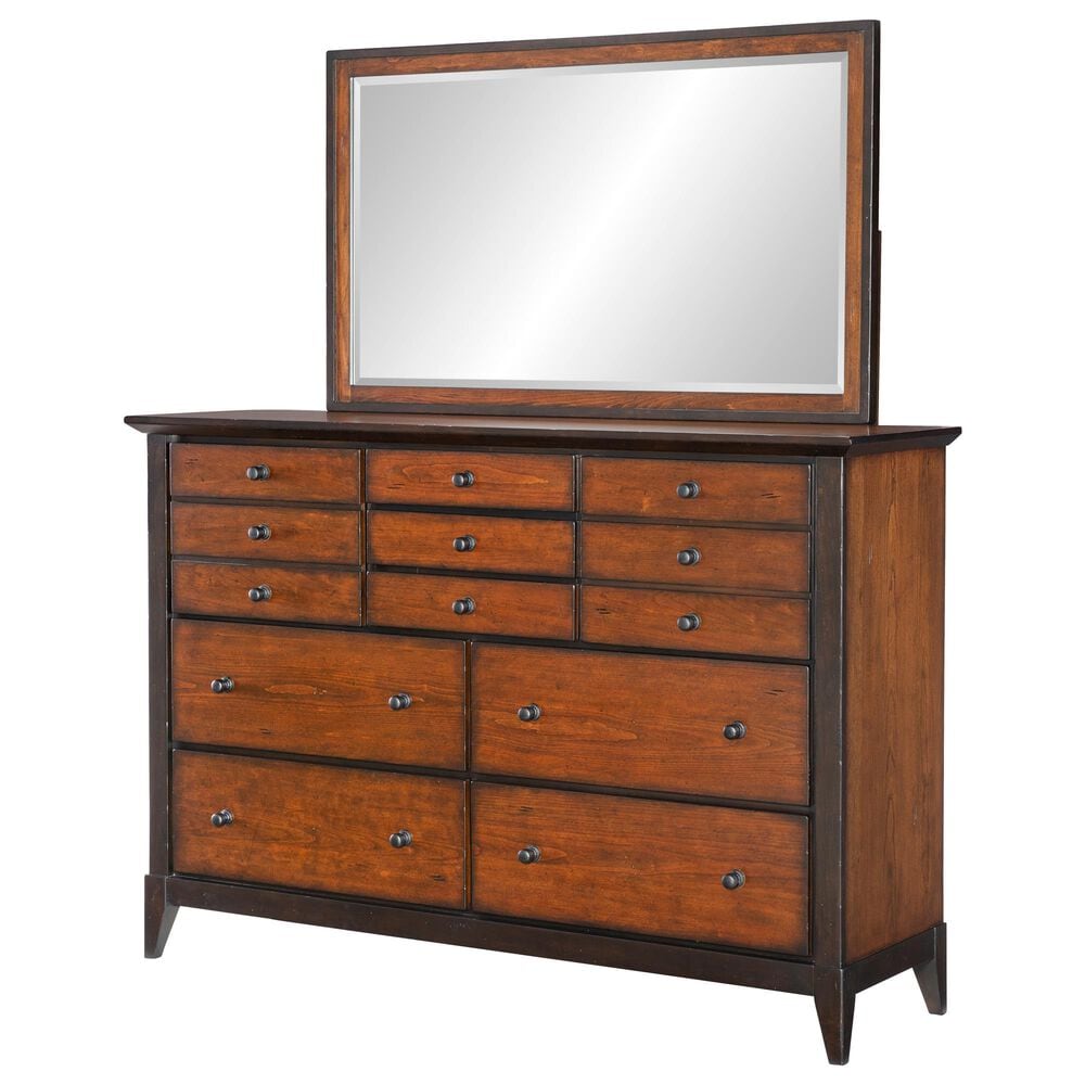 Legacy Classic Fenmore 7-Drawer Dresser and Mirror in Mocha and Distressed Cherry, , large
