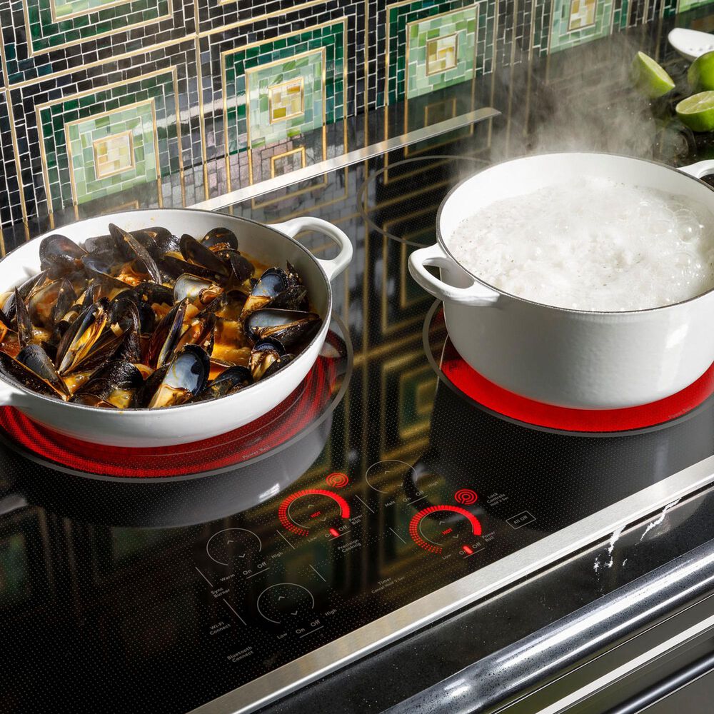 Cafe 2-Piece Kitchen Package with Matte Black 30" Smart Built-In Convection Double Wall Oven and Stainless Steel 30" Electric Cooktop, , large