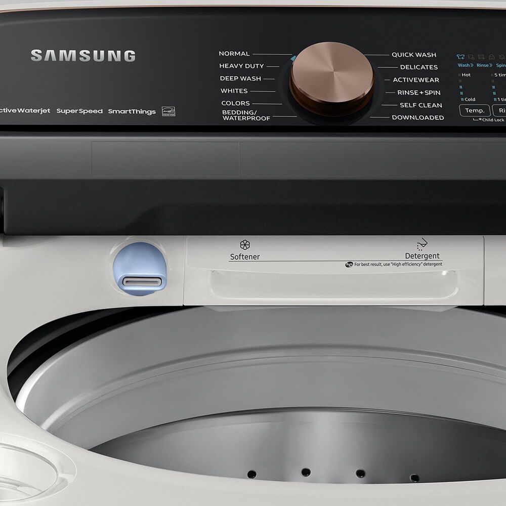 Samsung 5.5 Cu. Ft. Smart Top Load Impeller Washer and 7.4 Cu. Ft. Electric Dryer in Ivory, , large