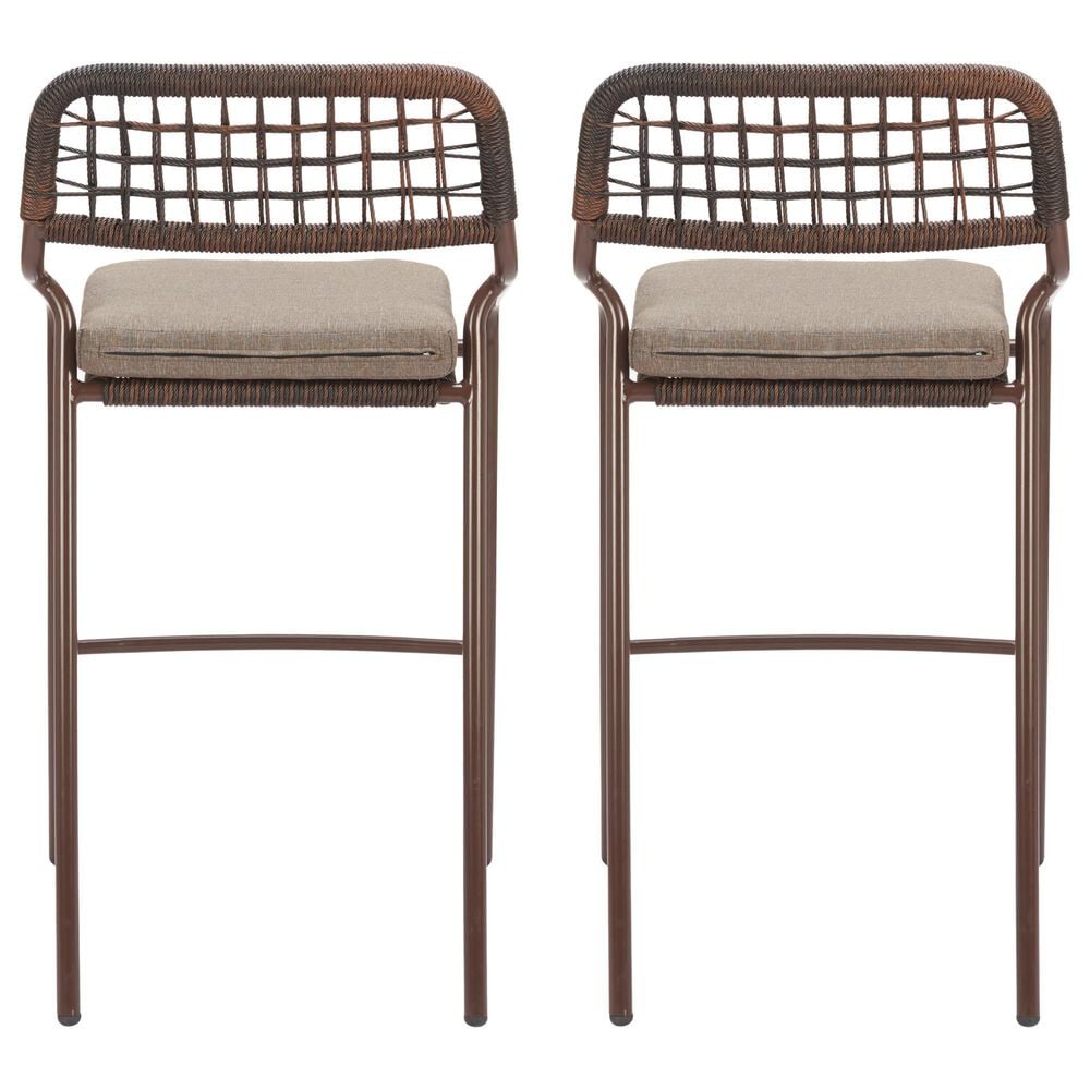 Zuo Modern Rio Patio Barstool in Brown (Set of 2), , large