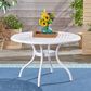 Hearth and Haven Phoenix Outdoor Round Dining Table in White - Table Only, , large