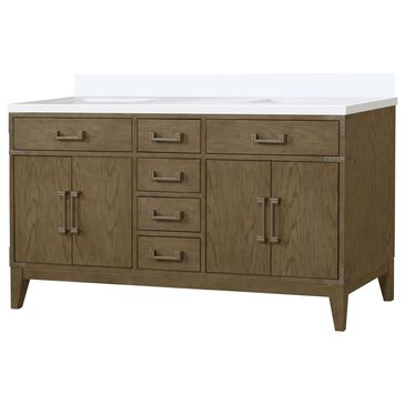 Lexora Home Laurel 60" Double Bathroom Vanity in Grey Oak with White Cultured Marble Top and Rectangular Sinks, , large