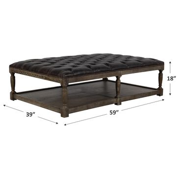 Vintage Furnishings Thomas Rectangle Leather Ottoman, , large
