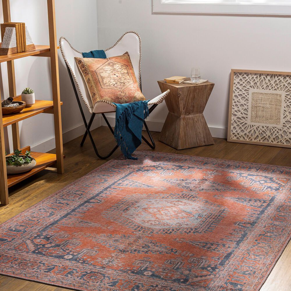 Surya Colin 7&#39;10&quot; x 10&#39;2&quot; Burnt Orange, Blue, Pale Blue and Tan Area Rug, , large