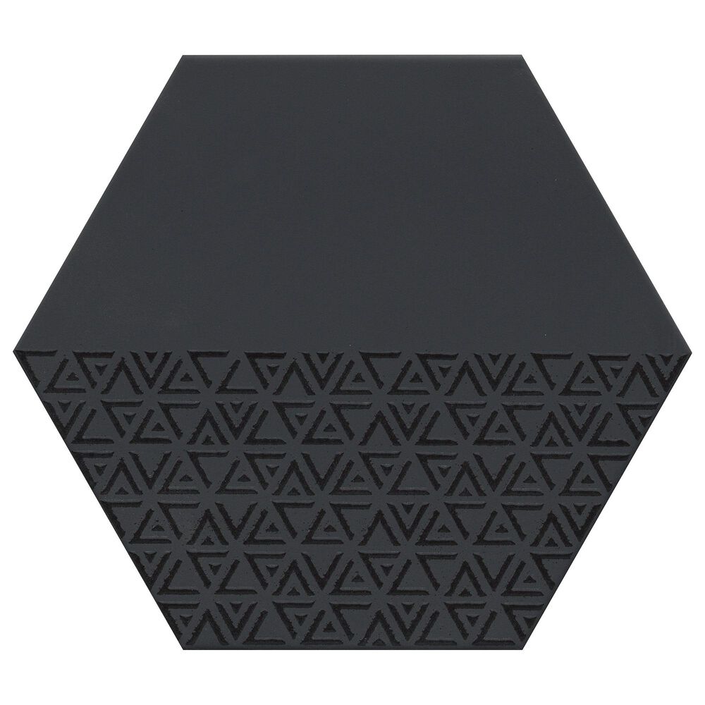 Emser Rhythm Black Hexagon Pattern 11" x 13" Porcelain Tile, , large