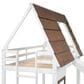 Hearth and Haven Twin over Twin House Bunk Bed with Roof in White and Brown, , large