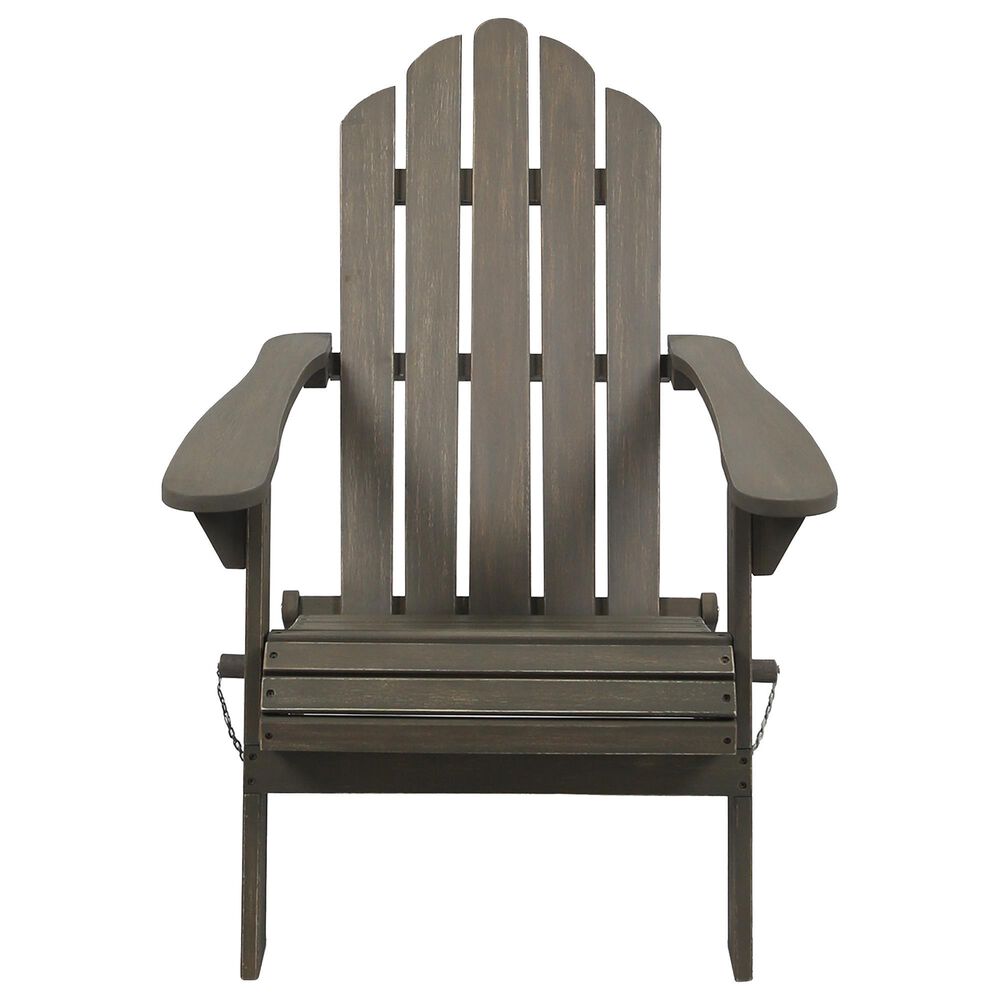 Hearth and Haven Hollywood Outdoor Foldable Adirondack Chair with Straight Armrests in Grey, , large
