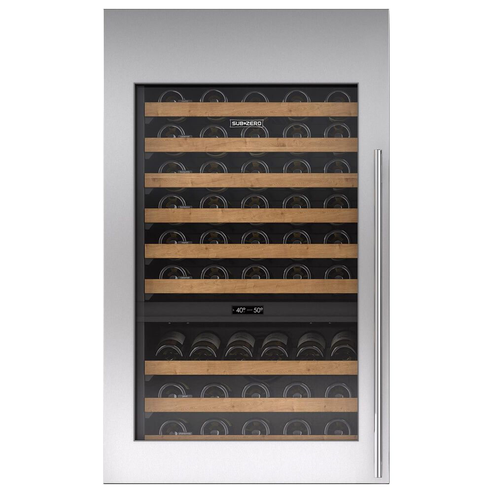 Sub Zero Integrated 30" Tall Wine Storage Door Panel with Tubular Handle in Stainless Steel, , large
