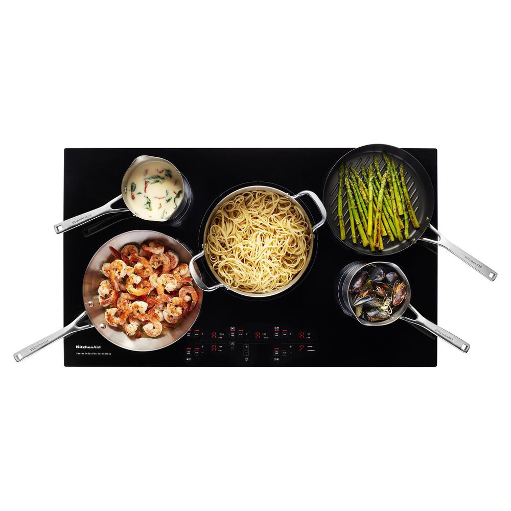 KitchenAid 36&quot; Built-In Electric Induction Cooktop in Black, , large