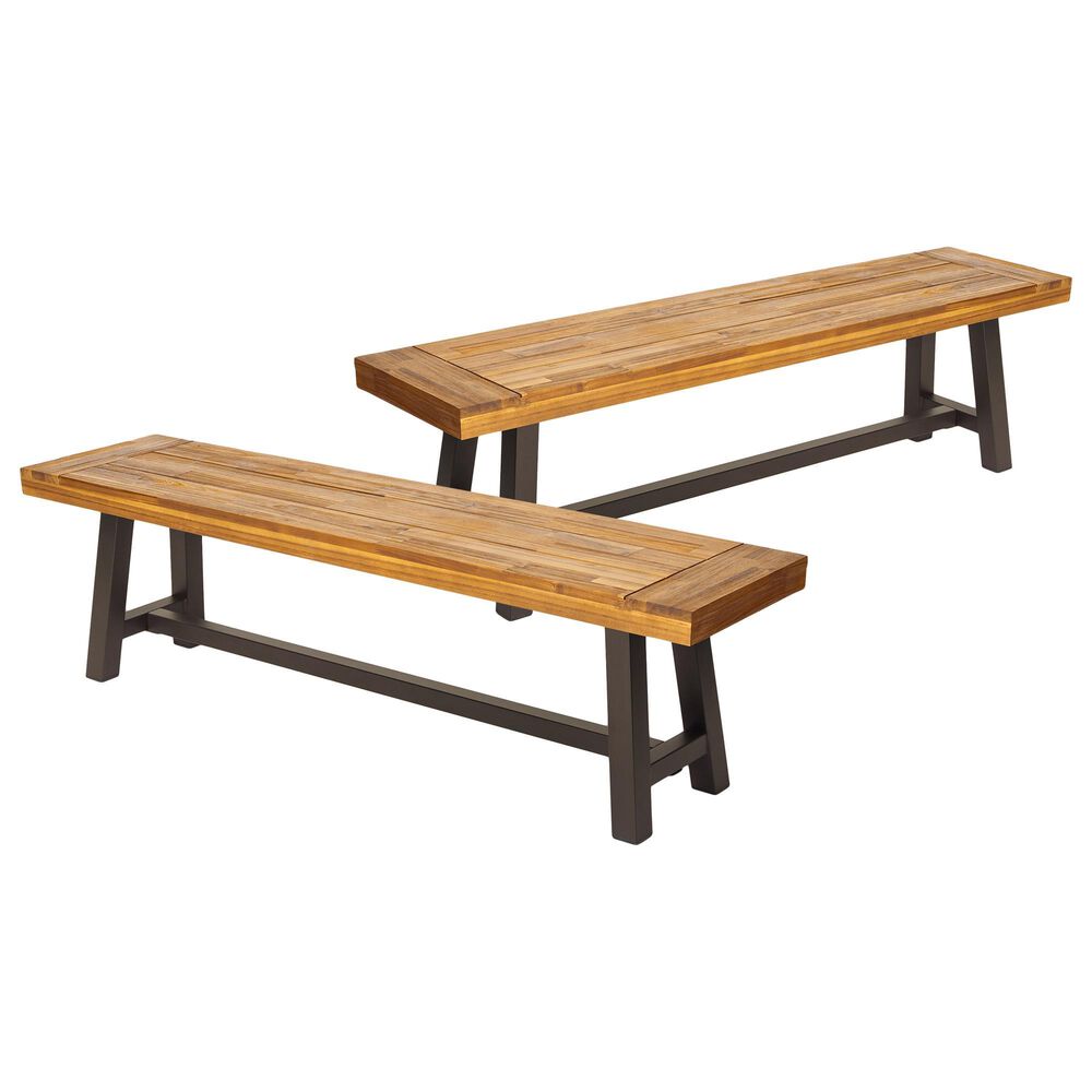 Hearth and Haven Carlisle Patio Bench in Brown (Set of 2), , large