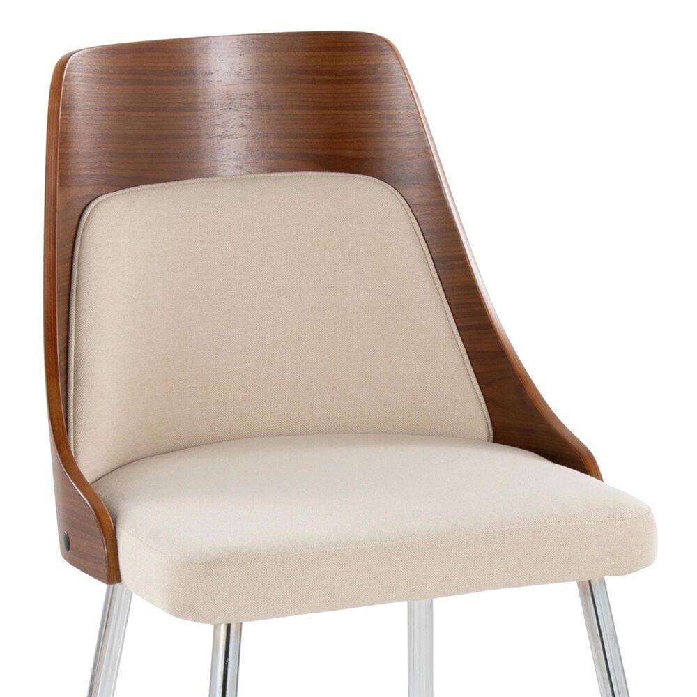 Lumisource Anabelle Side Chair with Cream Cushion in Chrome and Walnut &#40;Set of 2&#41;, , large