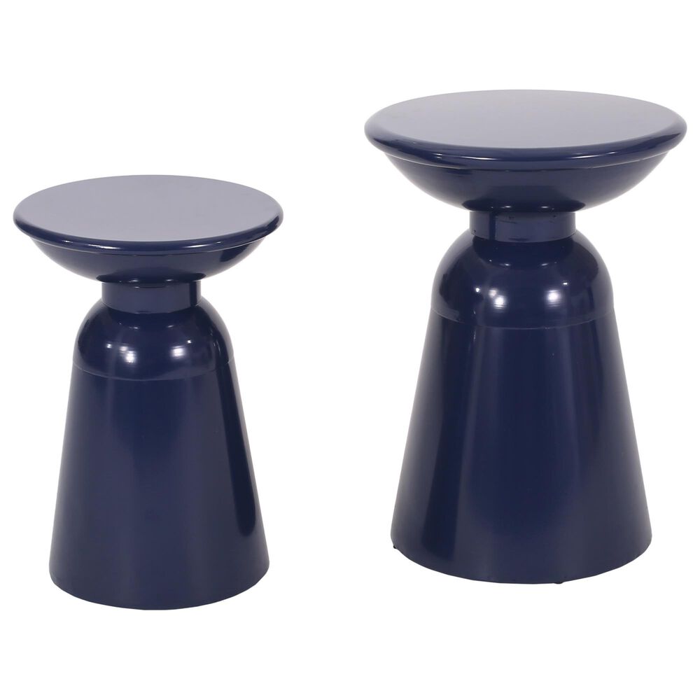 Hearth and Haven Serenita Patio Side Tables in Navy Blue (Set of 2), , large