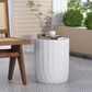 Hearth and Haven Outdoor Round End Table with Inverted Scallop Edge in Antique White, , large