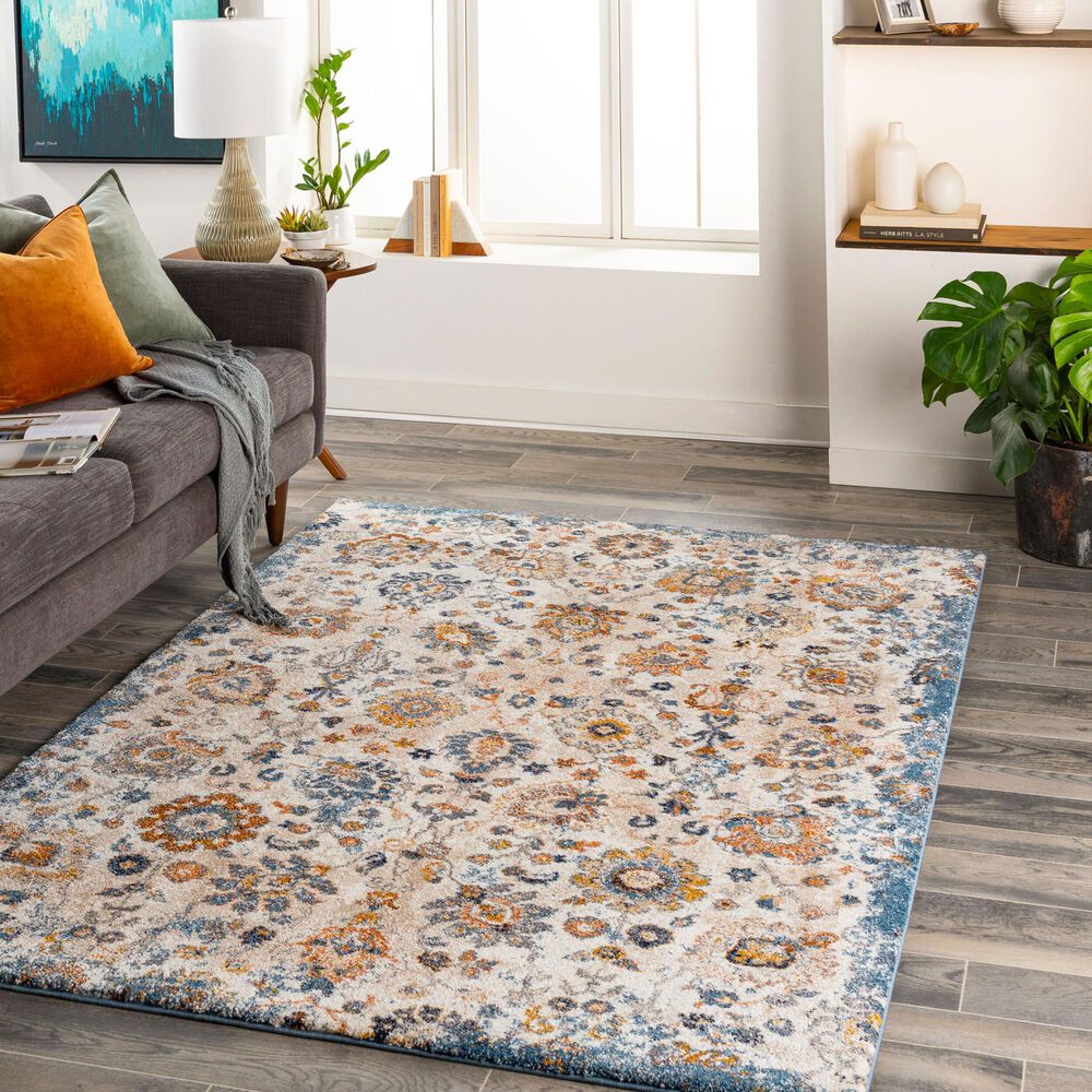 Surya Tuscany TUS-2331 Blue, Cream, Brown, Dusty Coral, Light Beige, Gray, Dark Blue and Bright Yellow 12&#39; x 15&#39; Area Rug, , large