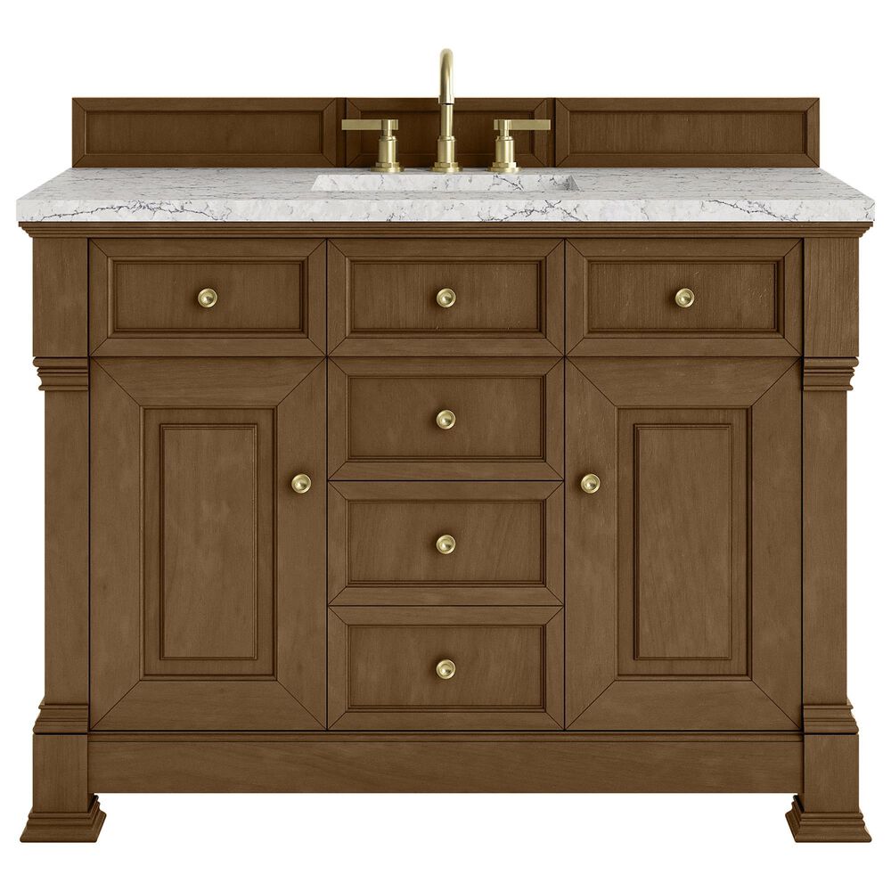 James Martin Vanities Brookfield 48" Single Bathroom Vanity in Honey Oak with 3 cm Eternal Jasmine Pearl Silestone Top, Rectangle Sink and FreePower Wireless Charger, , large