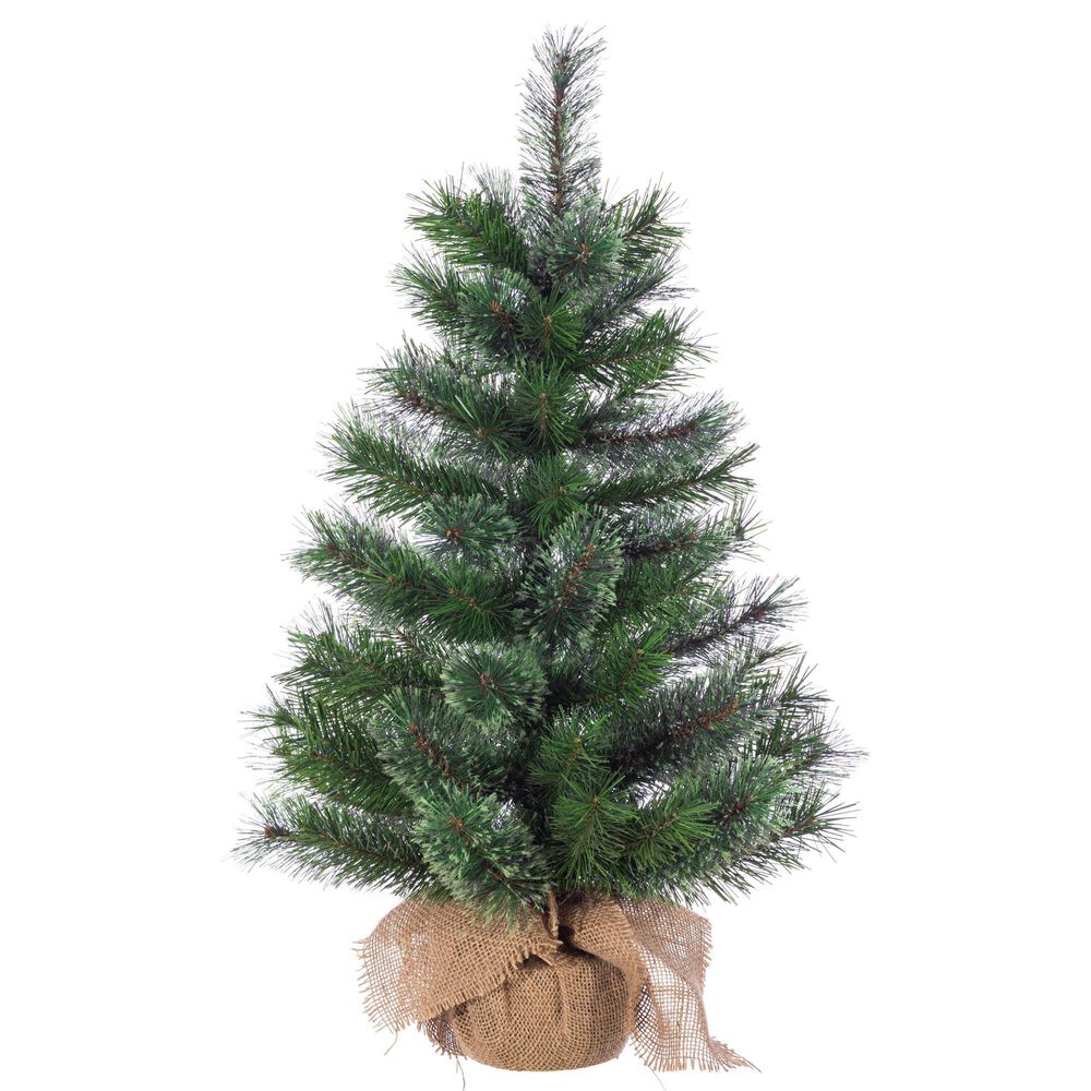 The Gerson Company 30&quot; Hard Needle Pine Tree with Burlap Bag in Green &#40;Set of 2&#41;, , large