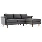 Tov Furniture Porter 2-Piece Stationary Right Facing Sectional with Chaise in Grey Velvet, , large