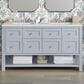 James Martin Vanities Breckenridge 60" Double Bathroom Vanity in Serenity Blue with 3 cm Lime Delight Quartz Top and Rectangular Sinks, , large