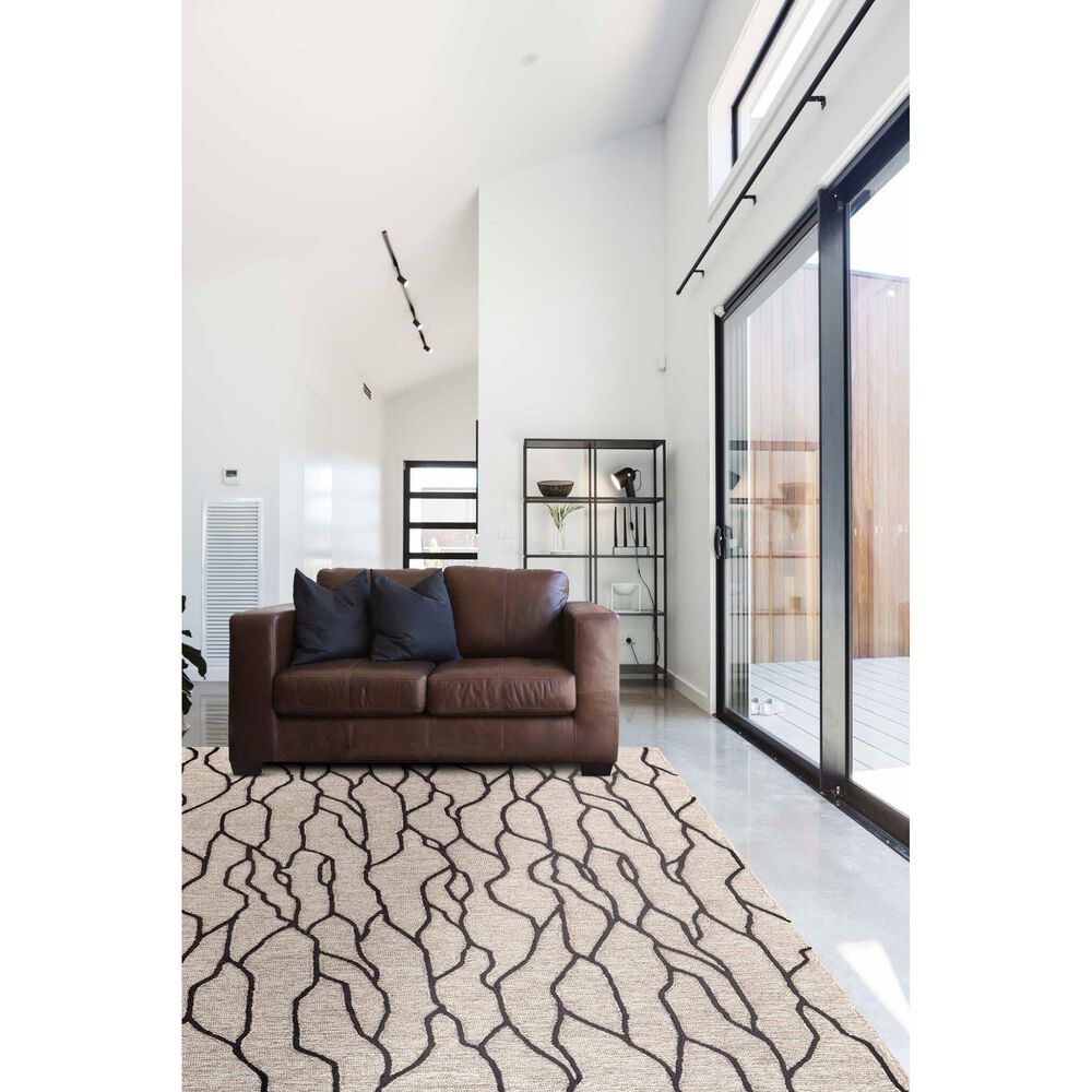 Feizy Enzo 8734F 8&#39; x 11&#39; Black and Taupe Area Rug, , large