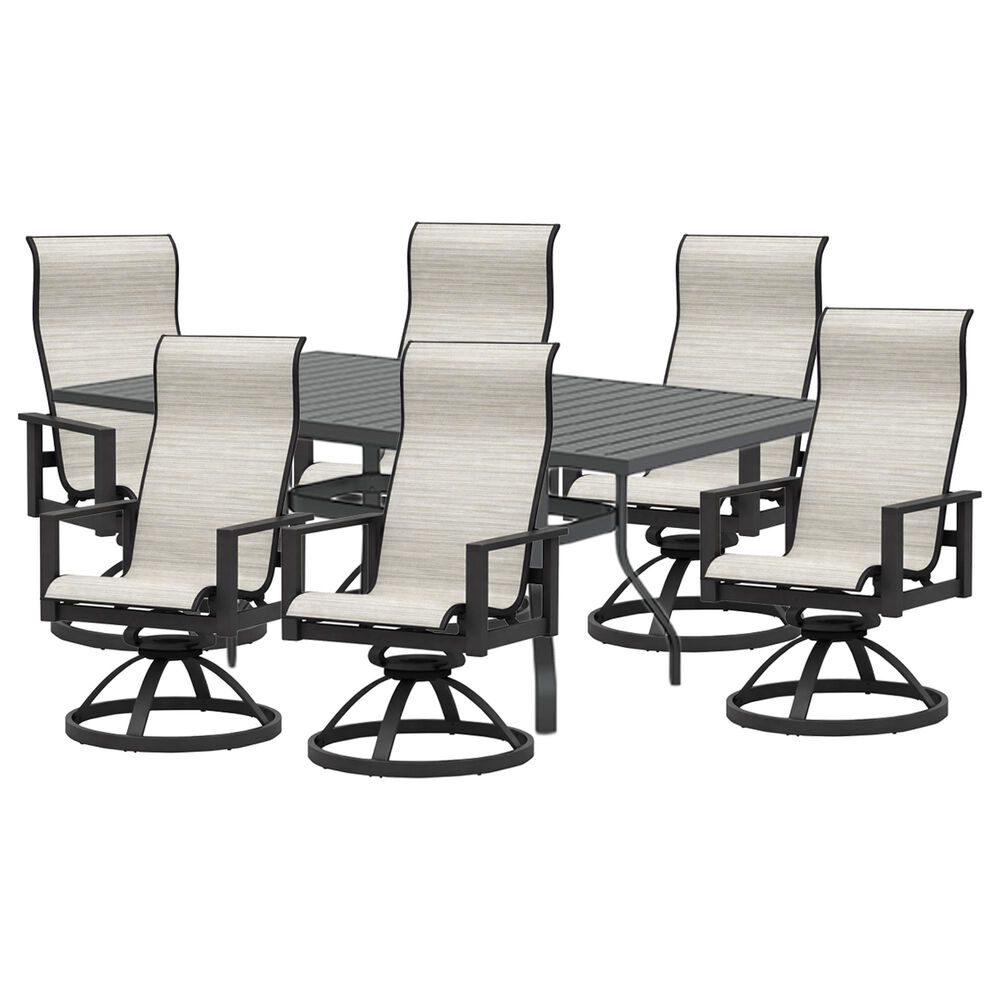 Homecrest Outdoor Living Latitude and Elements 7-Piece Patio Rectangular Dining Set in Carbon, , large