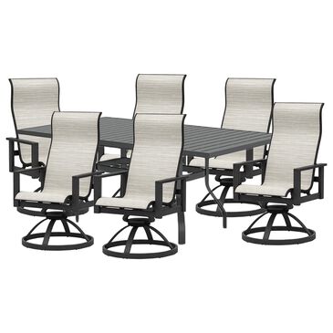 Homecrest Outdoor Living Latitude and Elements 7-Piece Patio Rectangular Dining Set in Carbon, , large