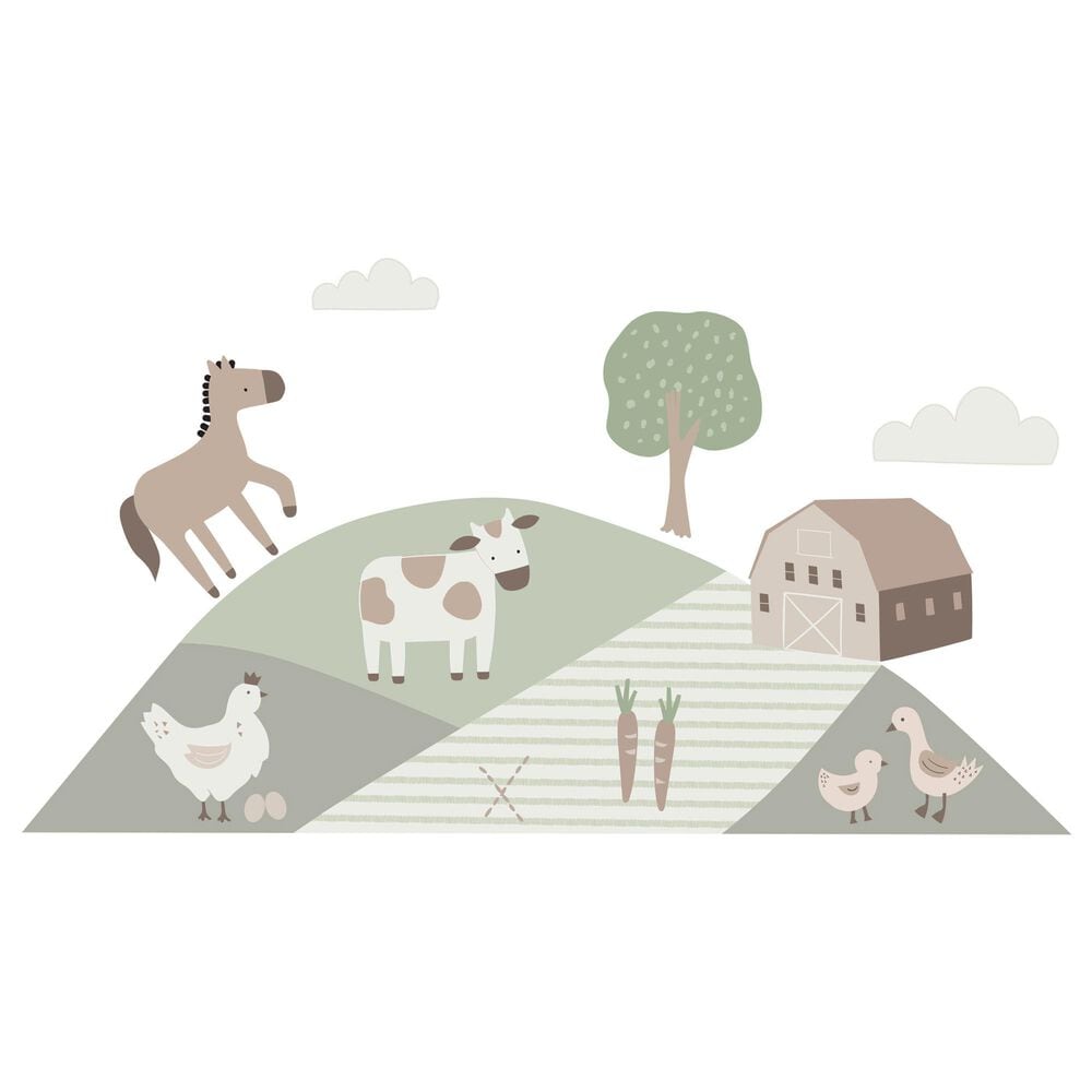 Lambs & Ivy Farmyard Friends 3-Sheet Wall Decal in Brown, White and Green, , large