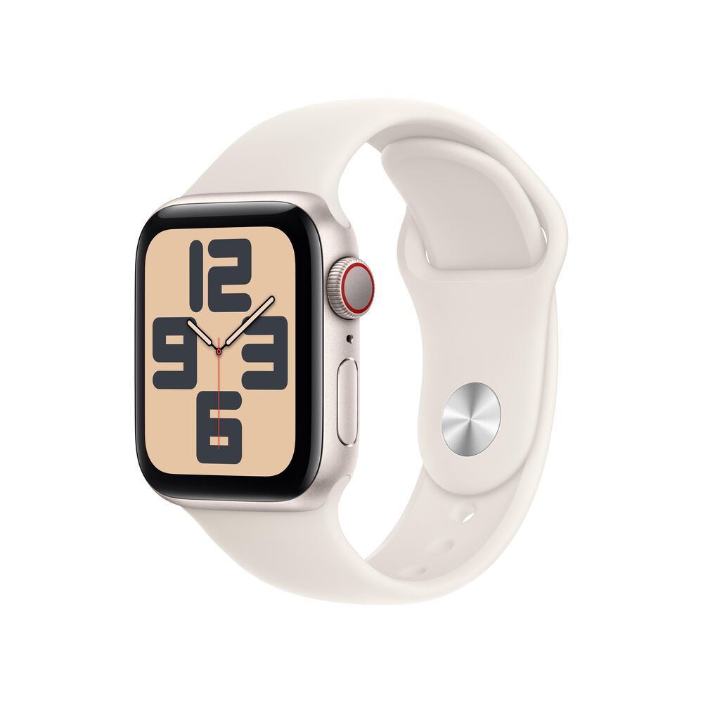 Apple Watch SE GPS + Cellular 40mm Starlight Aluminum Case with Starlight Sport Band - M/L, , large