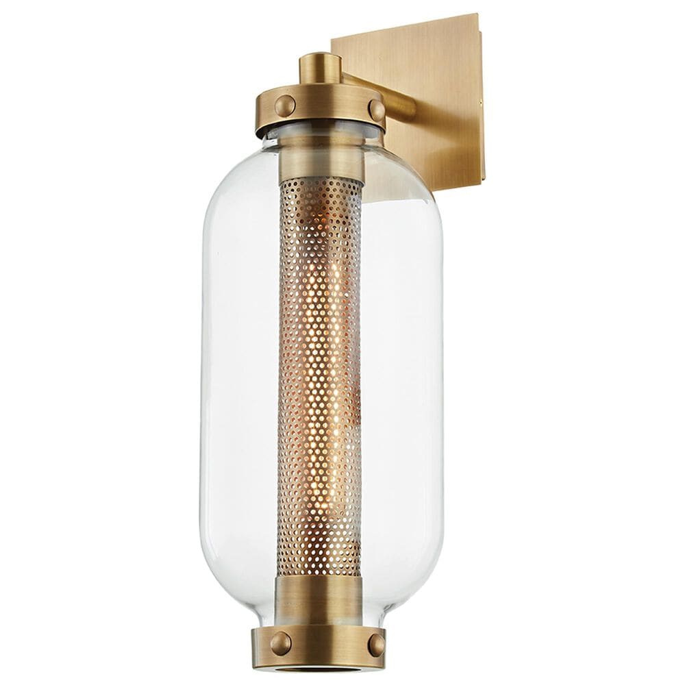 Troy Lighting Atwater 7" 1-Light Exterior Wall Sconce in Patina Brass, , large