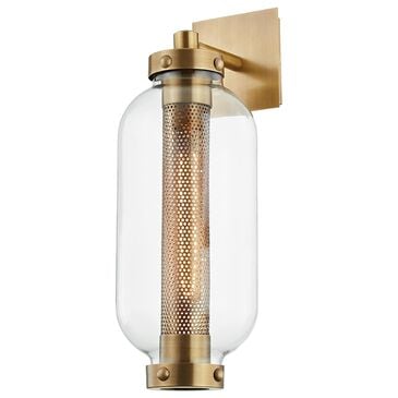 Troy Lighting Atwater 7" 1-Light Exterior Wall Sconce in Patina Brass, , large