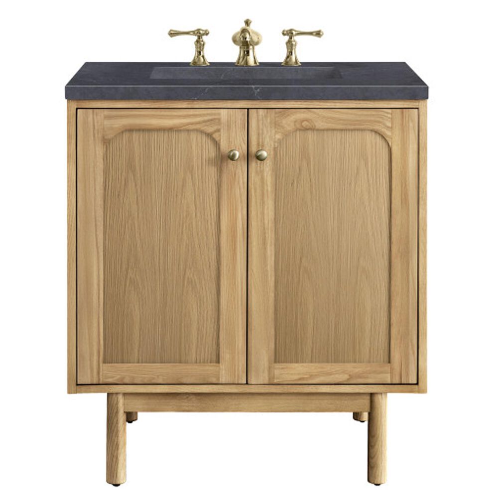 James Martin Vanities Laurent 30" Single Bathroom Vanity in Light Natural Oak with 3 cm Charcoal Soapstone Quartz Top and Rectangular Sink, , large