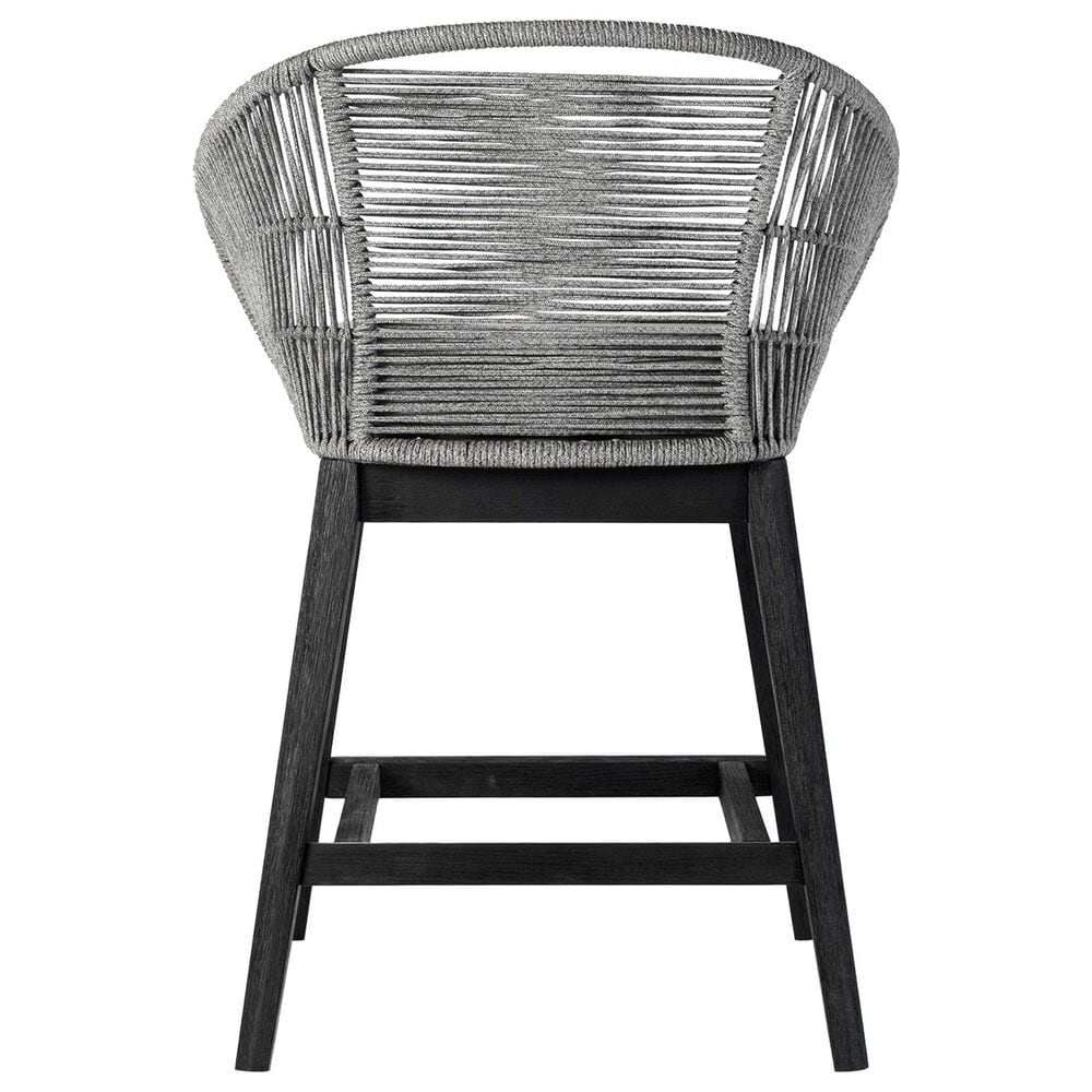 Armen Living Tutti Frutti Patio Counter Height Bar Stool with Light Gray Cushion in Black, , large