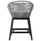 Armen Living Tutti Frutti Patio Counter Height Bar Stool with Light Gray Cushion in Black, , large