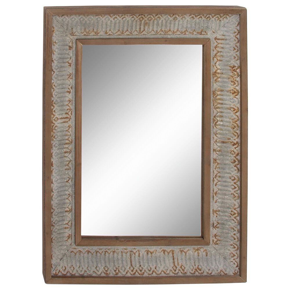 Maple and Jade 29" x 39" Wall Mirror in Distressed Grey and Brown, , large