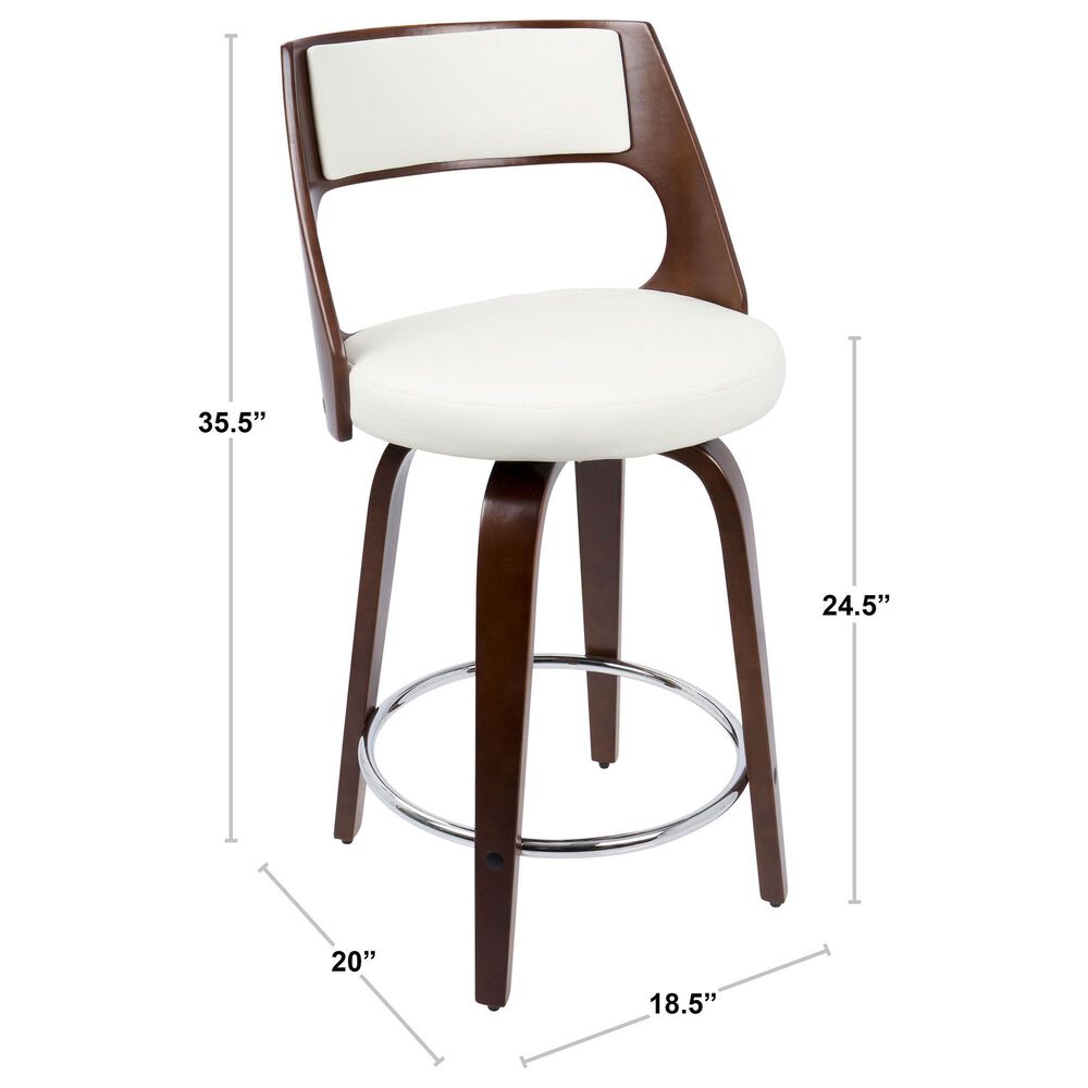 Lumisource Cecina Swivel Counter Stool with Brown Cushion in Walnut and Chrome &#40;Set of 2&#41;, , large