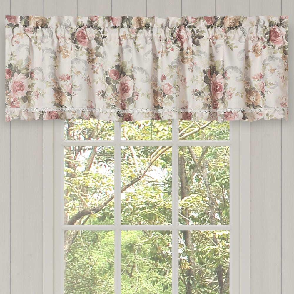 J. Queen New York Chablis 72&quot; x 17&quot; Straight Window Valance in Rose Gold, Taupe and Green, , large