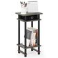 HOMLUX Turn-N-Tube Tall End Table in French Oak and Black, , large