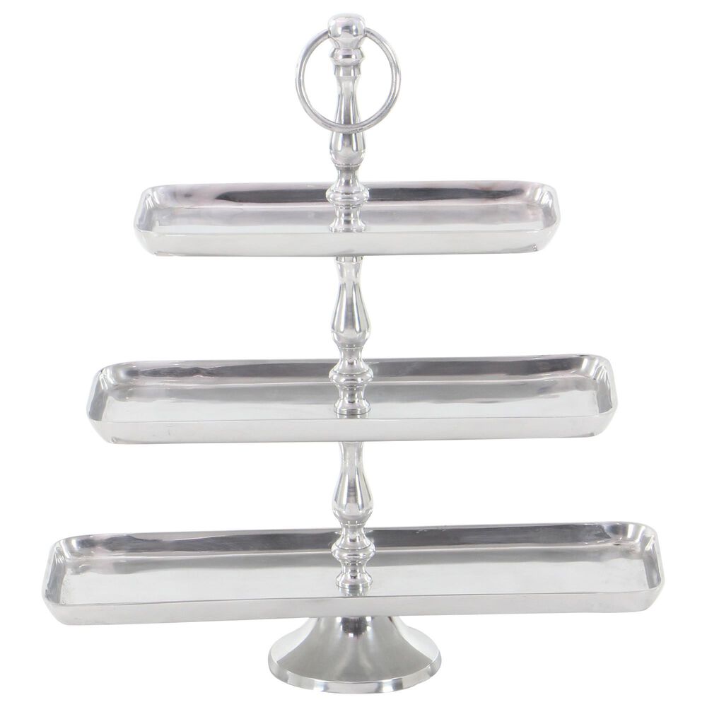 Novogratz 3-Tier Metal Rectangle Server in Silver, , large