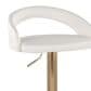 LumiSource Grotto Adjustable Bar Stool with White Faux Leather Upholstery in Gold (Set of 2), , large