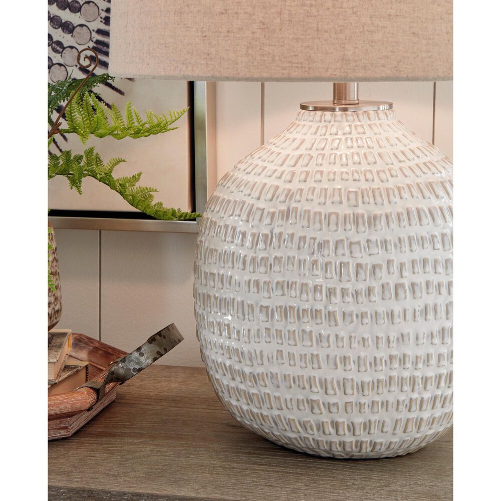 Ashley Jamon Table Lamp in White Glaze, , large