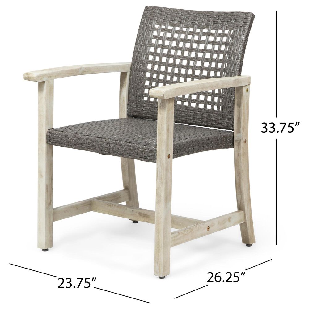 Hearth and Haven Hampton Outdoor Dining Chair in Black and Light Grey (Set of 2), , large