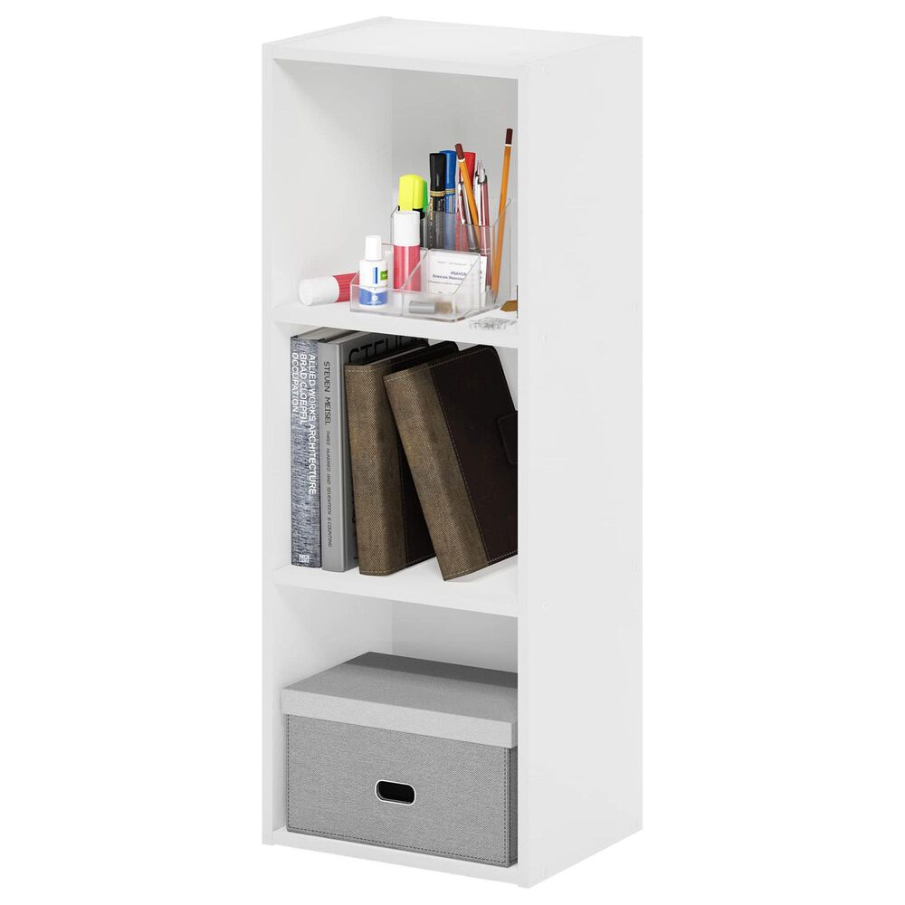 HOMLUX 3-Tier Open Shelf Bookcase in White, , large