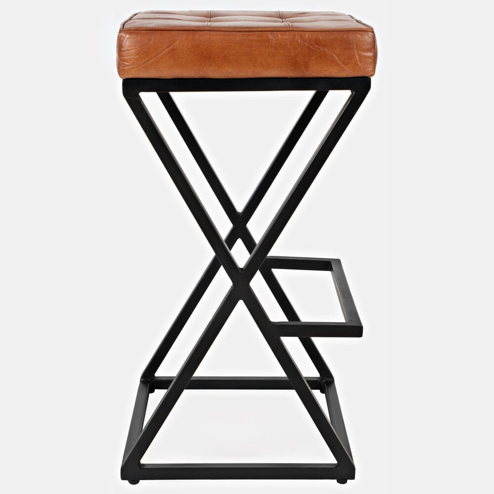 Waltham Brooks Leather Counter Stool in Saddle, , large