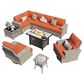 HOMLUX 10-Piece Modular Patio Conversation Set in Orange, , large